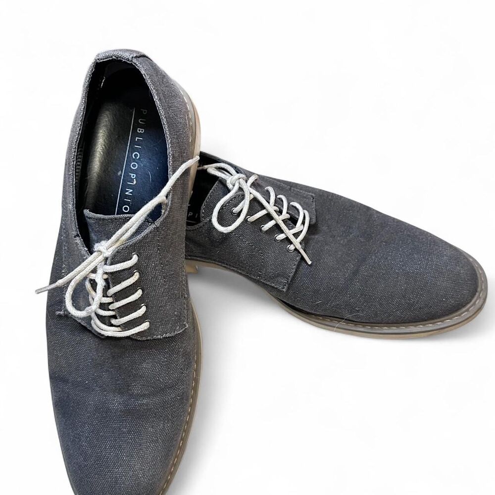 Grey Canvas Lace Up Oxfords Sz 11